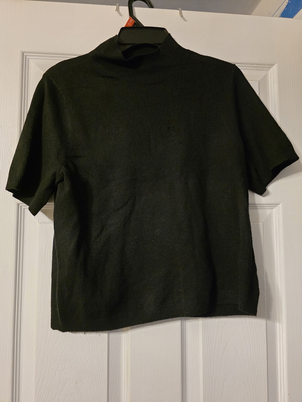 a new day Black Short-Sleeve Mock Neck Knit Tee